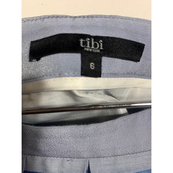 TIBI Blue‎ Colorblock Stripe Silk Sheer A-Line Midi Skirt Size 6 - Picture 7 of 12